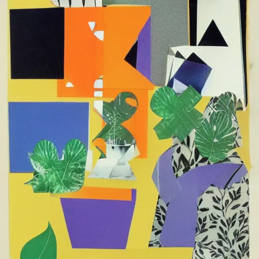 Prompt: paper collage art by henri matisse