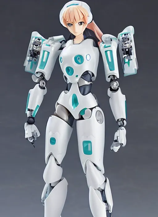 Prompt: Girl in mecha cyber Armor, portrait of the action figure of a girl,in the style of Kotobukiya CO.,LTD.