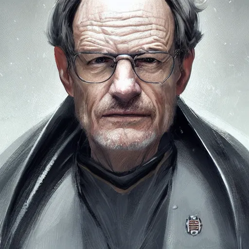 Image similar to portrait of a man by greg rutkowski, chancellor or the galactic alliance, he looks like brian cranston, star wars expanded universe, he is about 6 0 years old, wearing chancellor clothes of the galactic alliance, highly detailed portrait, digital painting, artstation, concept art, smooth, sharp foccus ilustration, artstation hq