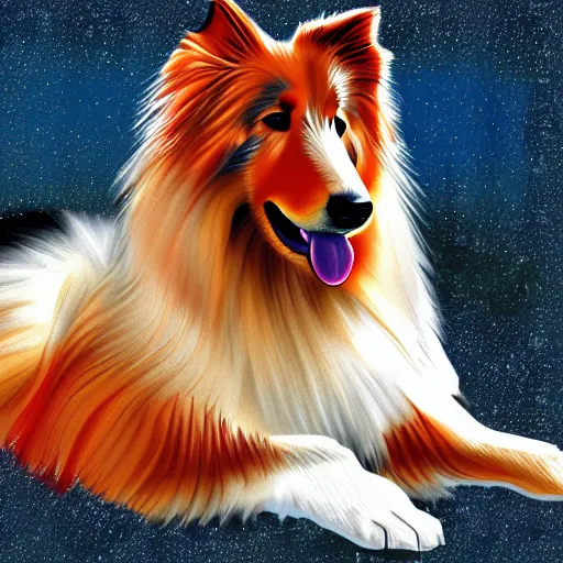 Image similar to a beautiful painting of a Rough Collie digital art high quality