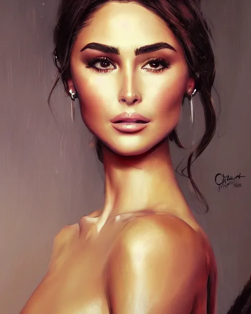 Prompt: masterpiece concept painting of Olivia culpo by christophe young, digital art, artstation