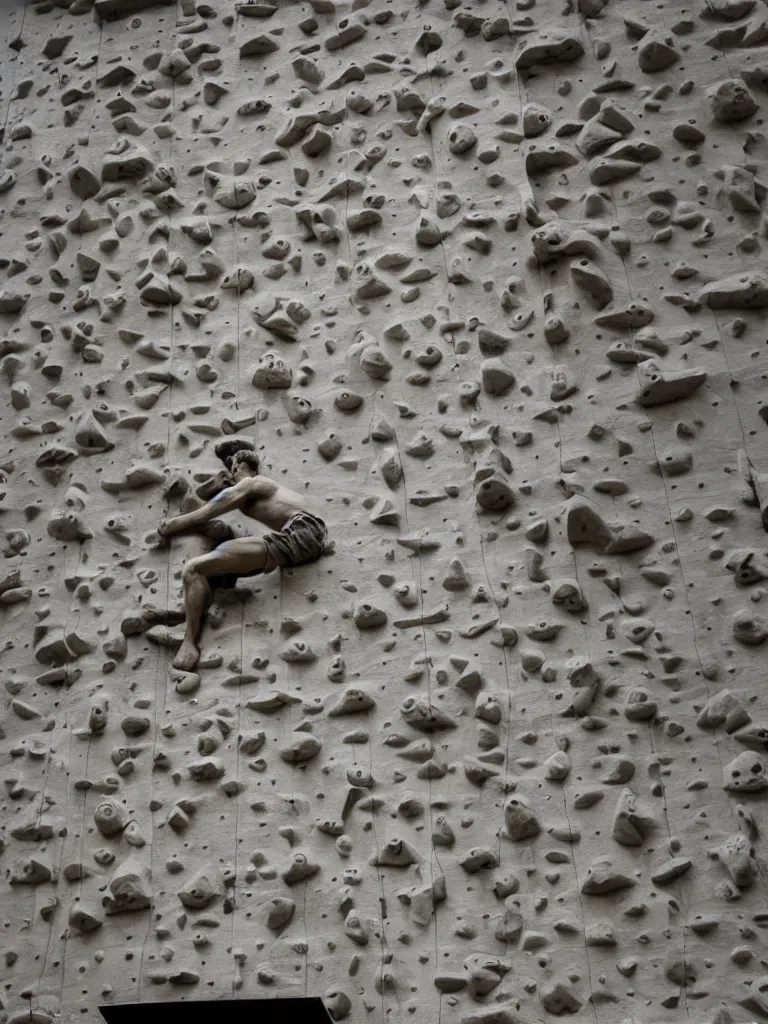 Image similar to man made of clay climbing on giant books