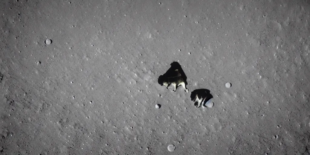 Prompt: high resolution photograph of a german shepherd on the moon surface, wearing a space suit, very detailed, realistic, shot on digital camera