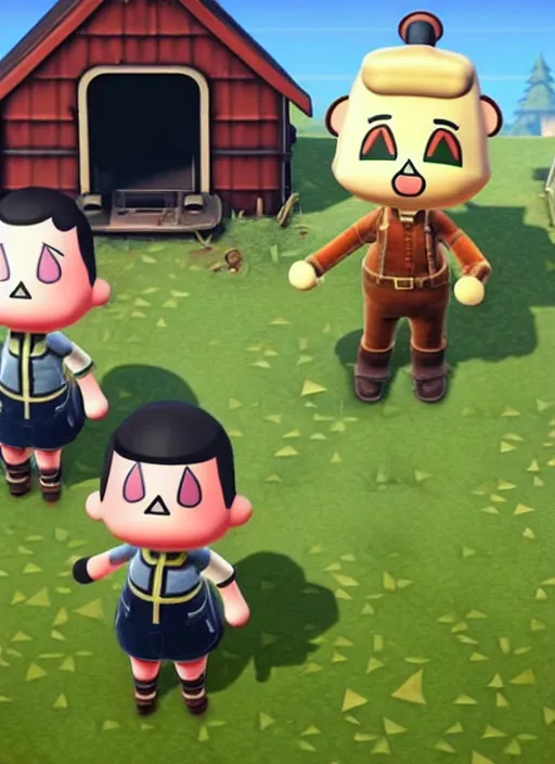 Image similar to screen shot from the fallout 4 crossover with animal crossing, ps 5