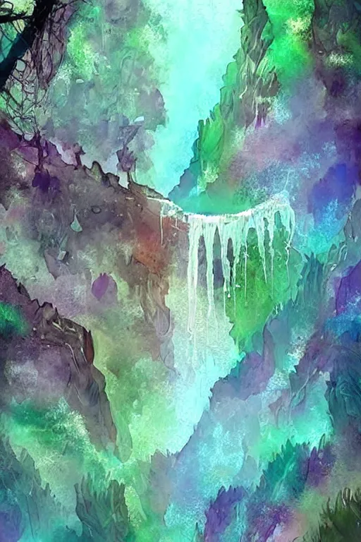 Prompt: beautiful digital watercolor painting of fantasy drip and dripping watercolor