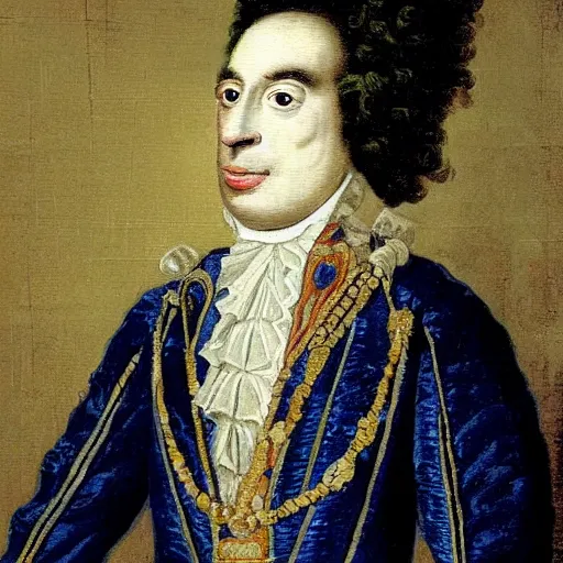 Prompt: french emperor cookie monster, 18th century painting