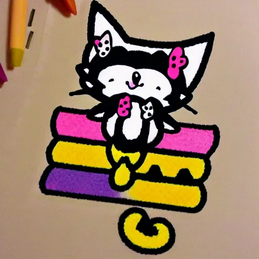 Image similar to Coloring page of kawaii kitten knitting