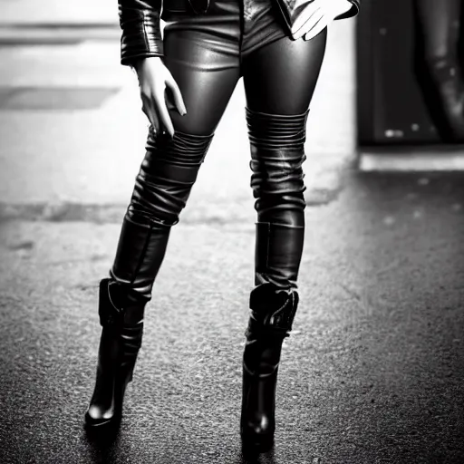 young Ariane grande wears a leather jacket and boots, | Stable ...