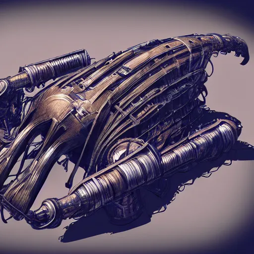 Prompt: steampunk scifi tech hardsurface shaped like a fossil, form exploration, big medium small, artstation, colored marker, syd mead, hr giger, concept art