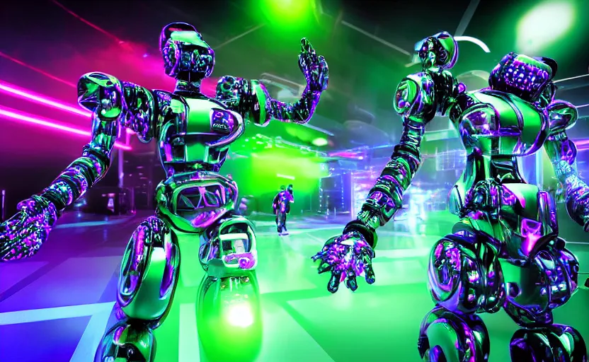 Image similar to robomom cybercore disco rave, highly detailed, extremely high quality, hd, 4 k, 8 k, professional photographer, 4 0 mp, lifelike, top - rated, award winning, cinematic, realistic, detailed lighting, detailed shadows, sharp, no blur, edited, corrected, trending