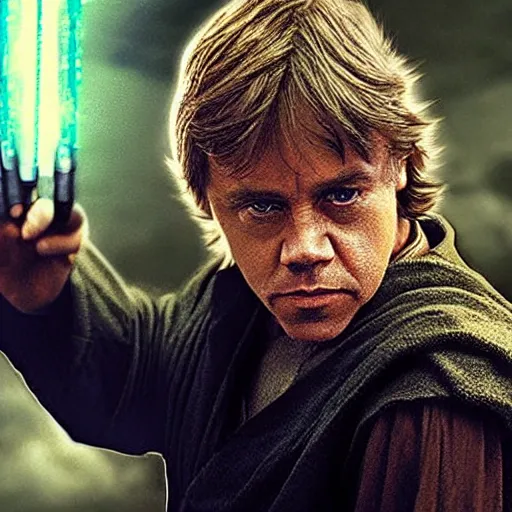 Image similar to nice cage as luke skywalker in star wars, digital photo, high detail