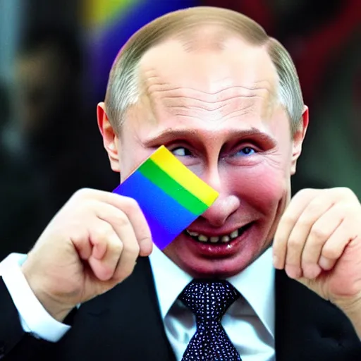 Image similar to super gay and happy Putin