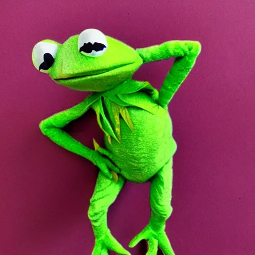 Image similar to photo of hybrid of kermit the frog and yoda with abs