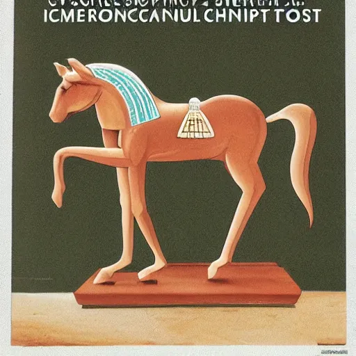 Image similar to a tiny horse made out of crystal in ancient egypt, cover of cosmopolitan magazine