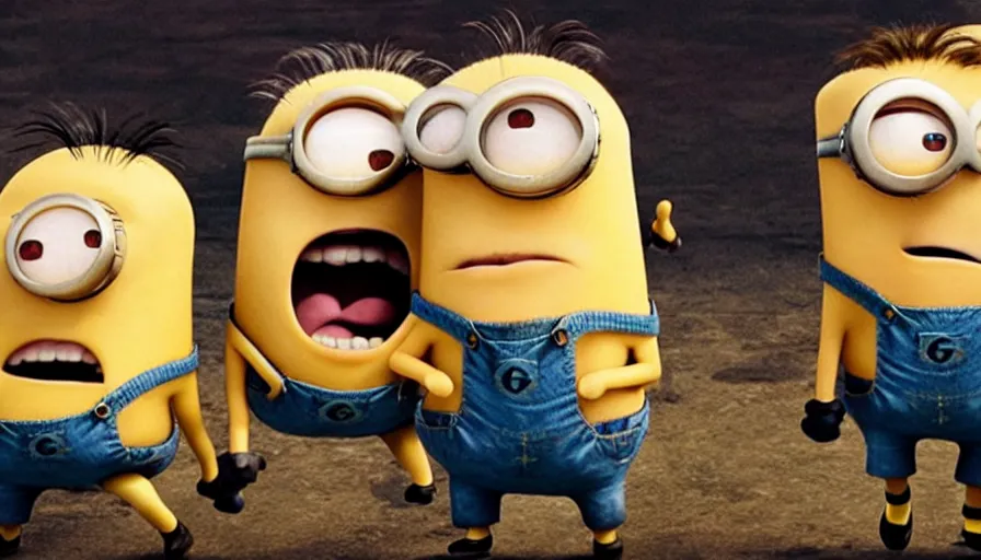 Image similar to fight club!!!!!, fight club!!!!!((the minions)), movie still