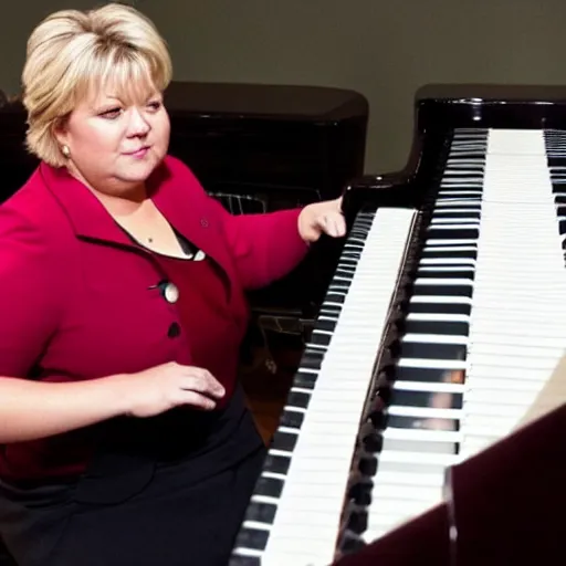 Image similar to erna solberg playing the piano