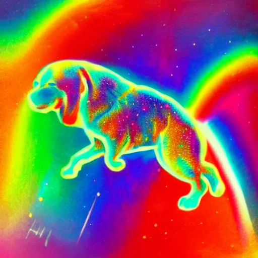 Image similar to rainbow cosmic dog