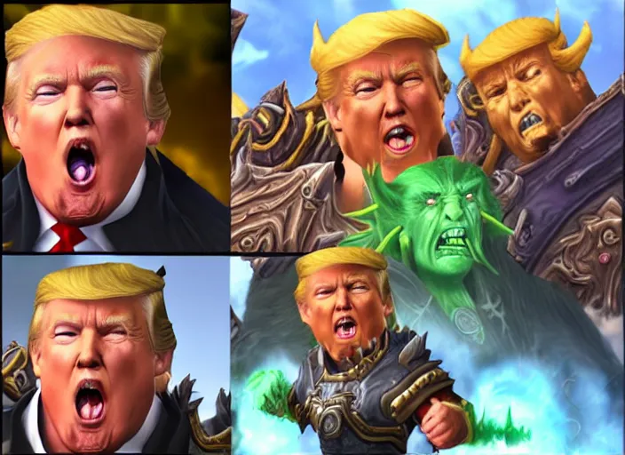 Image similar to donald trump as felspawn in world of warcraft