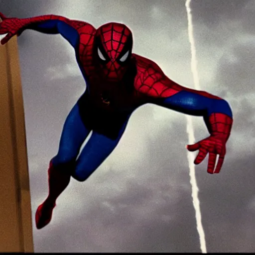 Image similar to James Bond as Spiderman , a film still