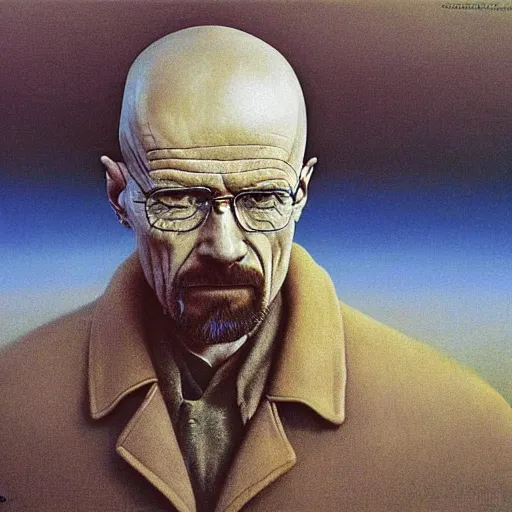 Prompt: walter white as a zdzisław beksinski painting, surreal