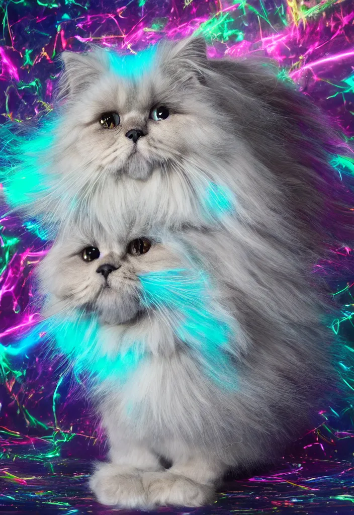 Prompt: longhair floof fluffy coiffed groom elegant gorgeously cfa champion cute pretty scottish fold cat, radiant with mathematical diagrams hologram overlay revealing a complex inner mechanations, detailed painting, grisaille dark monochrome with neon fluorescent color airbrush spraypaint accents, by jules julien, wes anderson, lisa frank, octane render 4 k