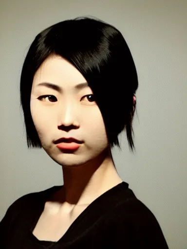 Prompt: portrait of a modern asian woman wearing a dark shirt, upper body 2d game avatar, Donato Giancola, Kodak film stock, chiaroscuro lighting, default pose neutral expression, face-on head shot, close-up, eye-contact, sharp focus, shape language, Alphonse Mucha/Gustav Klimt style, alpha masked transparent flat grey background, 4k, volumetric lighting, French Nouveau, trending on artstation, octane render, ultra detailed, hyperrealistic