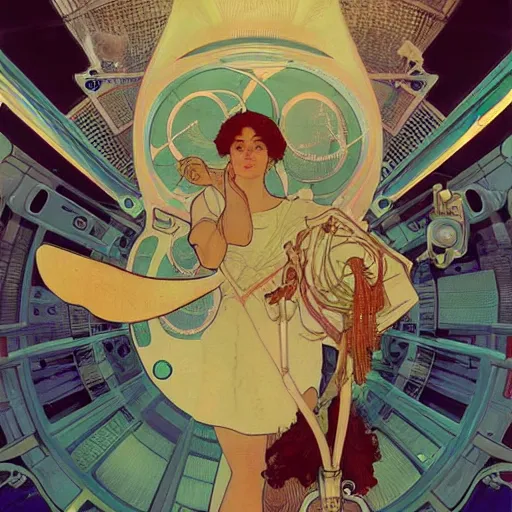 Prompt: Future scientists discover the cure on space station, elegant, intricate, beautiful, digital painting, artstation, concept art, smooth, sharp focus, by Alphonse Mucha and Shepard Fairey