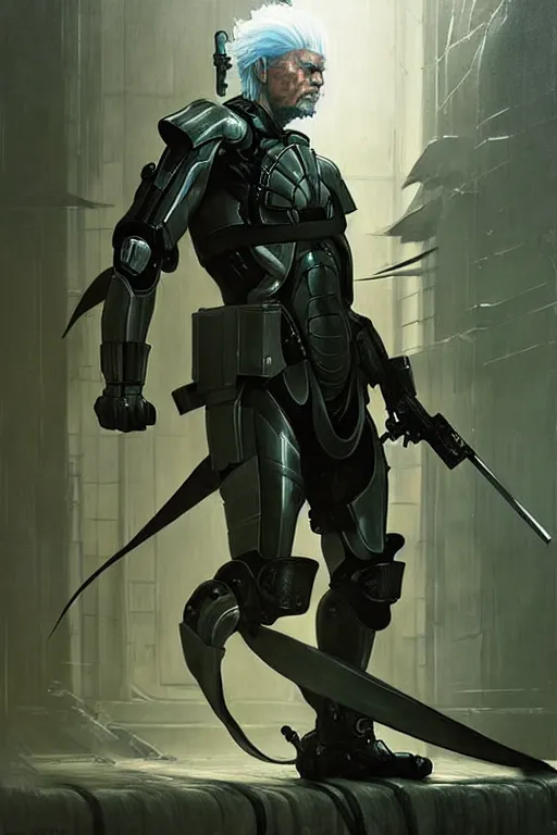 Image similar to hieronymus bosch, greg rutkowski, anna podedworna, painting of raiden metal gear solid 4