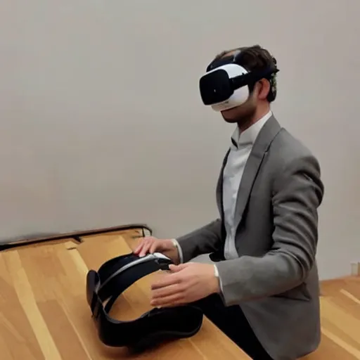 Prompt: mozart with a vr headset