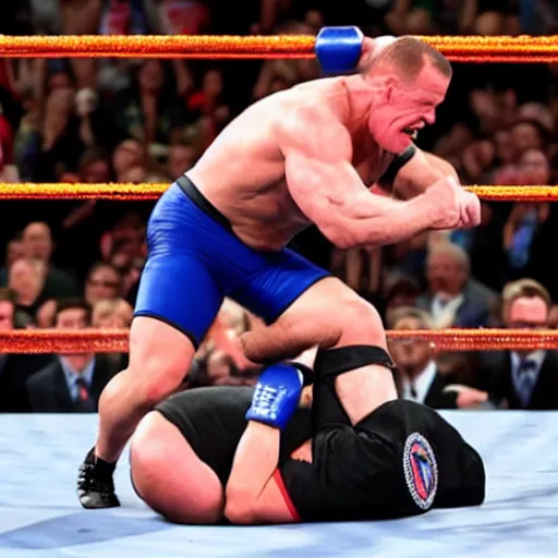 Image similar to joe biden wrestling john cena at wwe