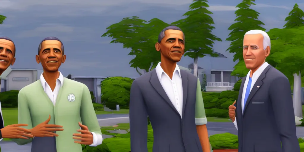 Prompt: barack obama and joe biden in the sims 4, in game screenshot, 8 k resolution