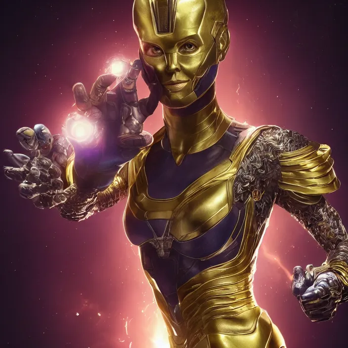 Prompt: (((The Infinity Gauntlet))), Charlize Theron, intricate artwork. octane render, trending on artstation, very coherent symmetrical artwork. avengers. thanos. cinematic, hyper realism, high detail, octane render, 8k, iridescent accents