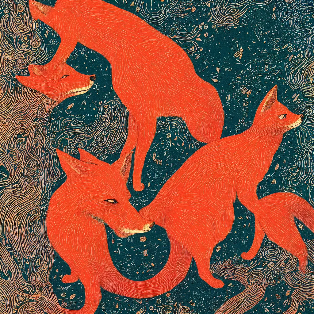 Image similar to fox face by victo ngai