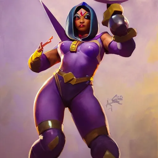 Image similar to greg manchess portrait painting of partially armored menat from street fighter as overwatch character, medium shot, asymmetrical, profile picture, organic painting, sunny day, matte painting, bold shapes, hard edges, street art, trending on artstation, by huang guangjian and gil elvgren and greg rutkowski