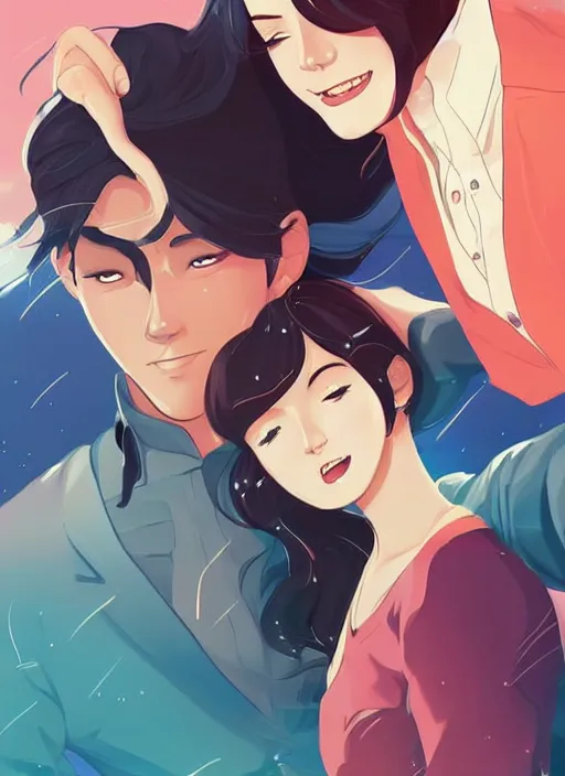 Prompt: a cheesy romance novel cover. clean cel shaded vector art. shutterstock. behance hd by lois van baarle, artgerm, helen huang, by makoto shinkai and ilya kuvshinov, rossdraws, illustration,