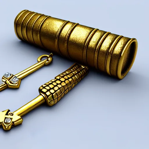 Prompt: a item of the golden key with diamond, icon, vray 4k render, on the white background, rpg game inventory item