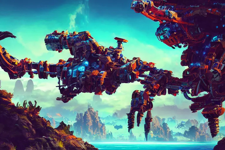 Image similar to sunwing machine mecanical creature robot of horizon forbidden west horizon zero dawn bioluminiscence global illumination ray tracing hdr fanart arstation by ian pesty and alena aenami artworks in 4 k