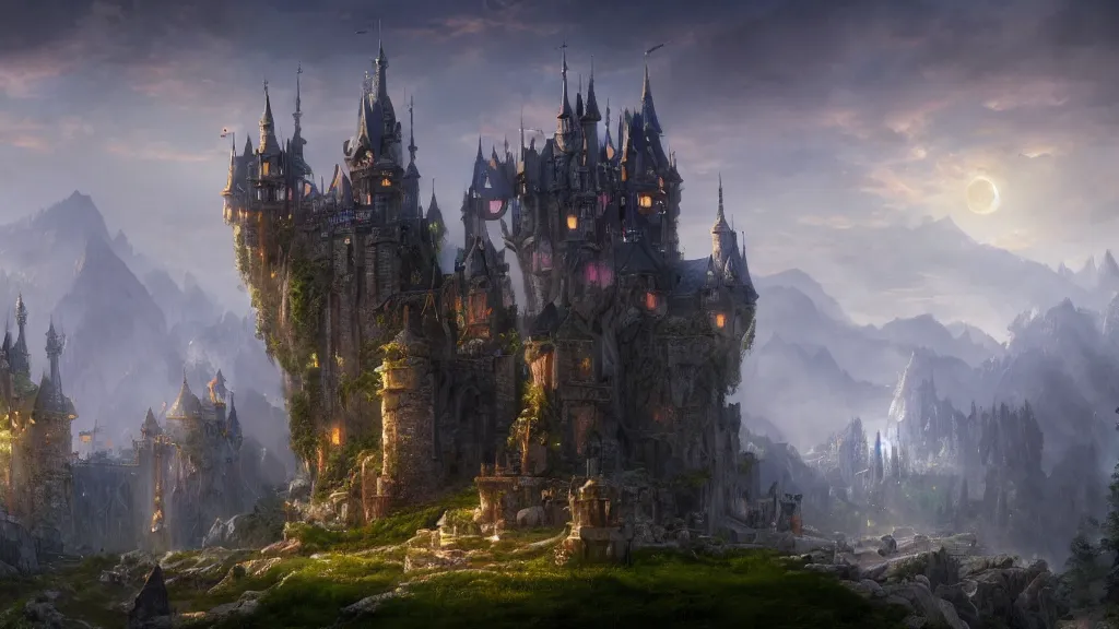 Image similar to fantasy castle, fantasy artwork, very very very beautiful scenery, hd, hdr, ue5, ue6, unreal engine 5, cinematic 4k wallpaper, by greg rutkowski, 8k, ultra detailed, high resolution, artstation, award winning