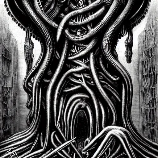 Image similar to lovecraftian horror by hr giger