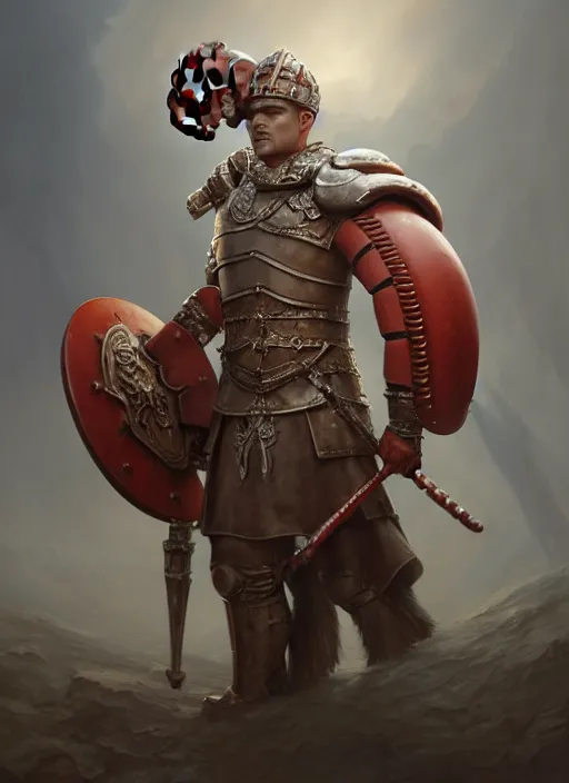 Prompt: subsurface scattering, white, roman centurion with lobster armor, by jesper ejsing, justin gerard, tomasz alen kopera, cgsociety and fenghua zhong, highly detailed, rim light, cinematic lighting, illustration, art, octane render, very coherent, cinematic, hyper realism, high detail, octane render, 8 k