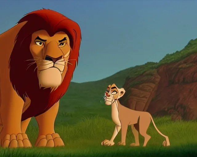 Image similar to scar from the lion king, still, animated movie, disney 1 9 9 0, film