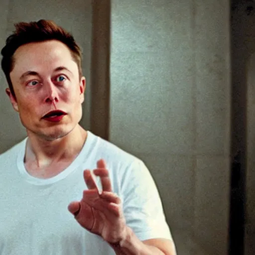 Prompt: a leak screenshot of Elon Musk in a late 2000’s movie, vhs quality, low quality,