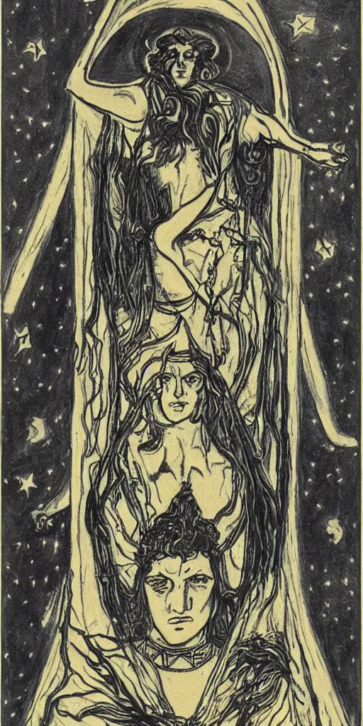 Prompt: the star tarot card by austin osman spare