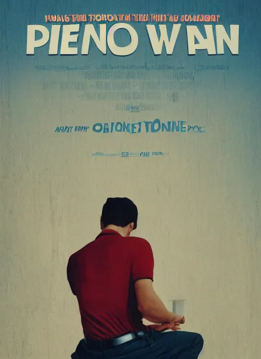 Image similar to movie poster of a man peeing in a toilet