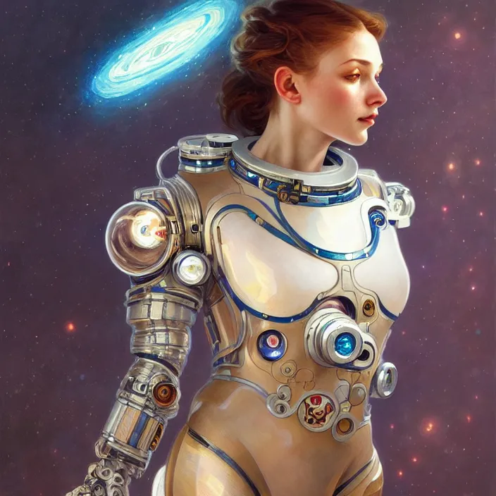 Image similar to organic cyborg Russian cosmonaut, diffuse lighting, fantasy, intricate, elegant, highly detailed, lifelike, photorealistic, digital painting, artstation, illustration, concept art, smooth, sharp focus, art by John Collier and Albert Aublet and Krenz Cushart and Artem Demura and Alphonse Mucha