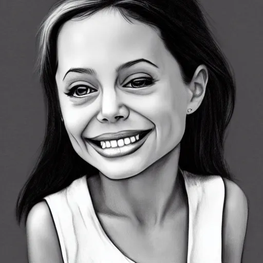 Image similar to child drawing of angelina jolie smiling