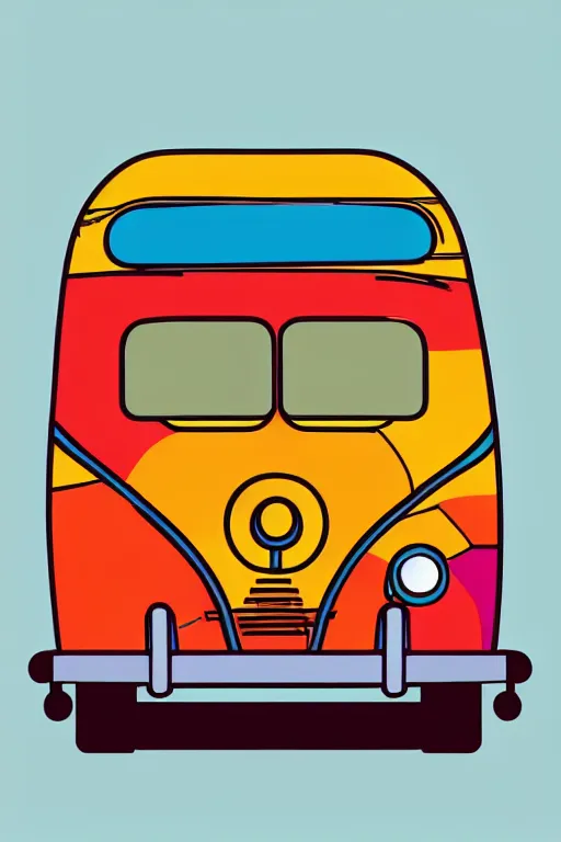 Image similar to minimalist boho style art of a colorful camper van, illustration, vector art