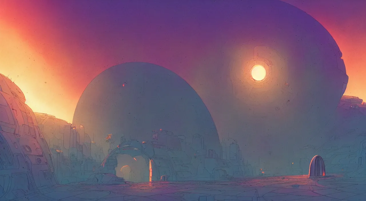 Prompt: a portal to nowhere in style of john harris and kilian eng by moebius, atmospheric, line art, cinematic