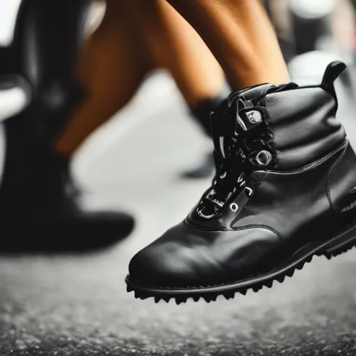 Image similar to a person wearing boots that are made from a Lamborghini , ultrafine detail, sharp focus