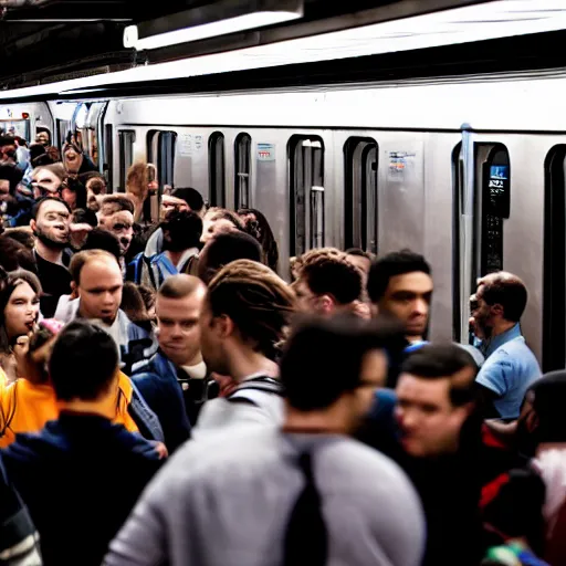 Image similar to people fight in new york city subway, hyper detailed, hd, 8 k,